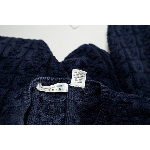 Vintage Compagnie Internationale Express Navy Blue pullover 1/4 button sweater S - Picture 5 of 6